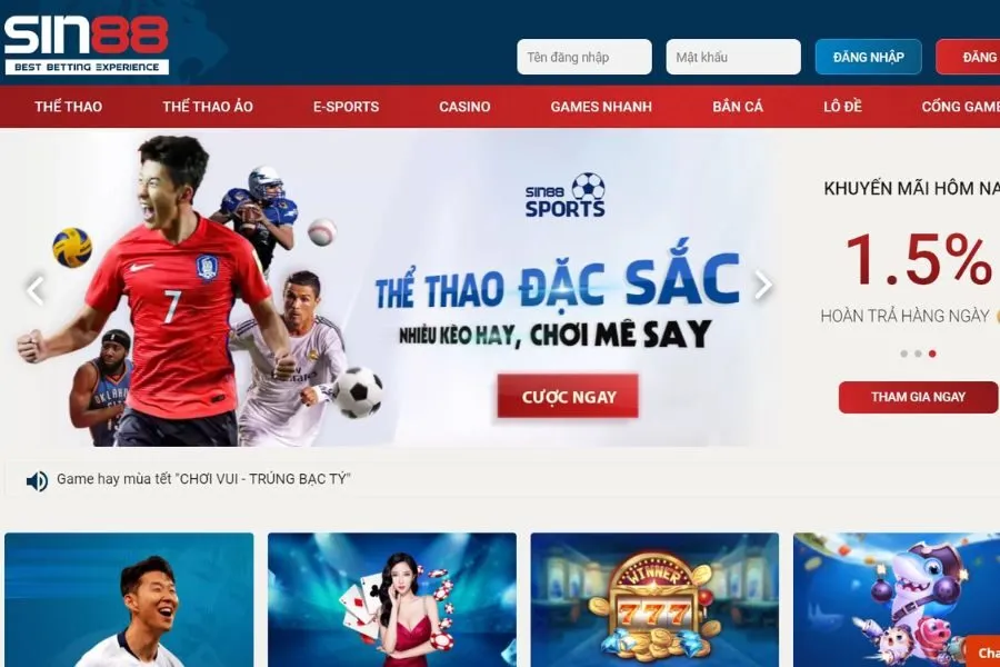 sảnh thể thao sin88 được đánh giá là rất uy tín